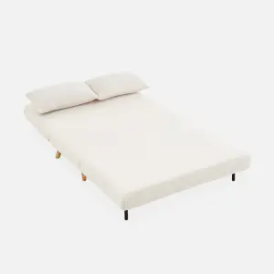 sweeek. 2-seater scandi-style folding sofa bed Guesta boucle Off-White Boucle 120x89x80 cm