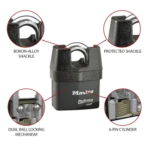 Master Lock Proseries Laminated Steel Black Closed shackle Padlock (W)67mm