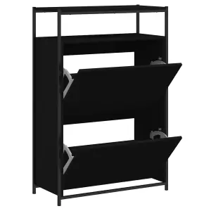 Shoe Cabinet Black 75x34x112 cm Engineered Wood