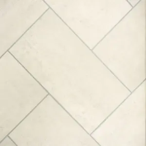 White Modern Tile Effect Anti-Slip Vinyl Flooring for Home, Shops, Offices, 2.8mm Thick Vinyl Sheet-4m(13'1") X 4m(13'1")-16m²