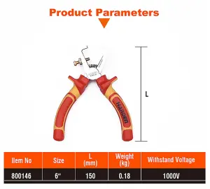 HARDEN 800146, professional VDE wire stripper pliers 1000V 150mm, 6"