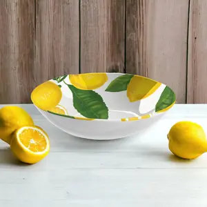 Purely Home Lemon Fresh Large Pasta Serve Bowl & 4 x Low Bowls