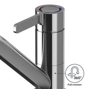 GoodHome Kawa Stainless steel effect Kitchen Top lever Tap