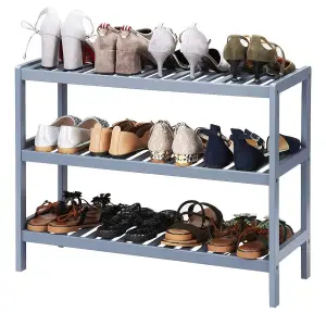 3 Tier Wooden Shoe Stand Storage Shelf Organizer - Upto 12 Pairs of Shoes - Ideal for Hallway Living Room Bedroom or Bathroom