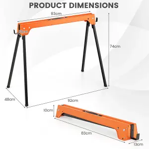 Costway 2 Pack Folding Sawhorses Lightweight & Portable Workbench Tool Stands w/ Handle No Assembly