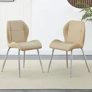 Furniture In Fashion Darcy Taupe Faux Leather Dining Chairs In A Pair