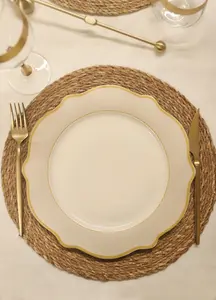 Rozi Jaswely Collection Porcelain Dinner Plates, Set of 6 - Sand Beige