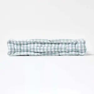 Homescapes Cotton Gingham Check Blue Floor Cushion, 50 x 50 cm