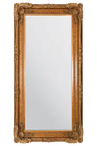 MirrorOutlet Carved Louis Gold Antique Style Dress Mirror 175 x 89