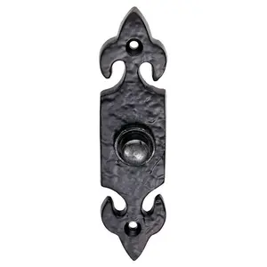 Decorative Door Bell Cover Black Antique 120 x 30mm Traditional Hammered