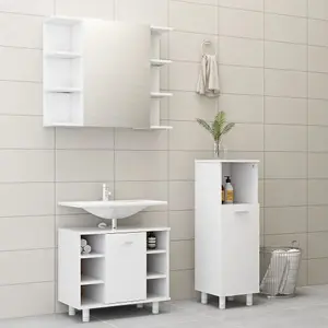 Berkfield 3 Piece Bathroom Furniture Set White Engineered Wood