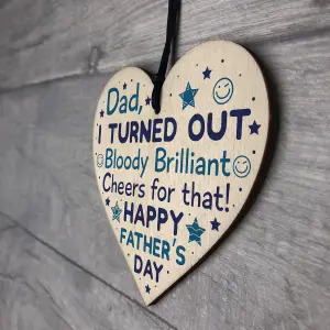 Red Ocean Fathers Day Funny Gifts Novelty Wooden Heart Sign Present Dad Gift From Daughter Son