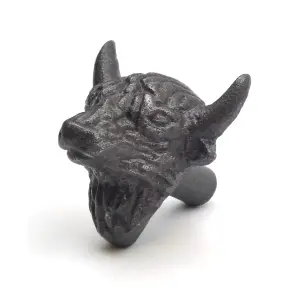 Oakcrafts - Small Antique Cast Iron Highland Cow Cabinet Knob - Approx 50mm - Pack of 6