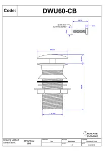 McAlpine No Slot Free Flow Basin Waste with Mushroom Top 1.25'' 60mm Flange 90mm Tail  DWU60-CB