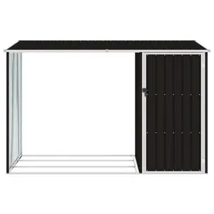 Peace Garden Firewood Shed 245x98x159 cm Galvanised Steel Black