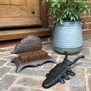 Cast Iron Hedgehog Boot Brush Shoe Scraper & Beetle Boot Jack