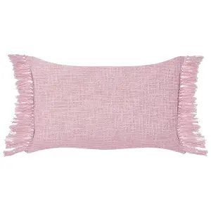 Set of 2 Cushions TANSY Cotton 40 x 60 cm Solid Pink