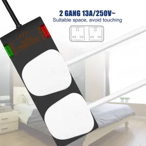 2 Way Socket with Cable 3G1.25,5M,Black,with Power Indicater,Child Resistant Sockets,Surge Indicator