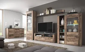 Chic Larona 41 TV Cabinet 1400mm Oak Satin & Touchwood - Sleek Entertainment Solution H490mm D370mm