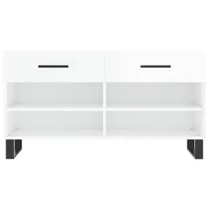 Berkfield Shoe Bench High Gloss White 102x35x55 cm Engineered Wood