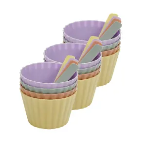 URBNLIVING 11cm Width 24 pcs Ice Cream 4 Bowls & Spoons Party Dessert Cups Set