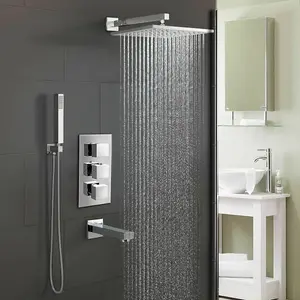 Nes Home 3 Dial 3 Way Concealed Thermostatic Overhead Shower with Handset and Bath Filler