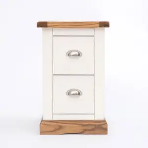 Tropea 2 Drawer Petite Bedside Table Chrome Cup Handle