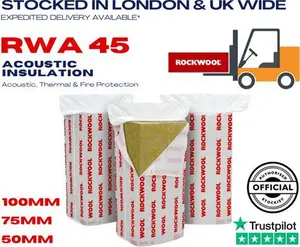 100mm Rockwool RWA45 Acoustic Sound Insulation Slab - 2.88M2 Pack