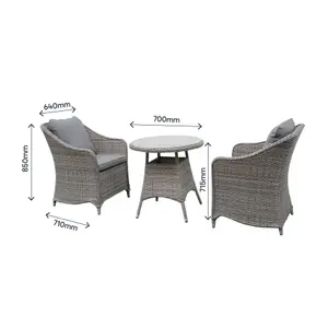 GoodHome Hamilton Steeple grey Rattan effect 2 seater Bistro set