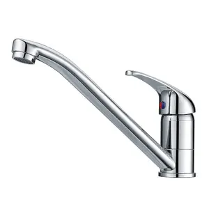 Motorhome Caravan Mixer Tap Single Lever Long Spout Modern Chrome + Flexi Hoses