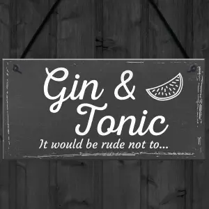 Red Ocean Gifts For Women Gin Tonic Plaque Novelty Garden Pub Bar Man Cave Sign