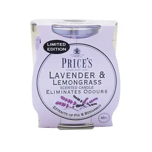 Prices Lavender & Lemongrass Scented Candle Jar Odour Eliminating