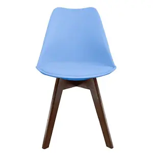 Soho Light Blue Plastic Dining Chair with Squared Dark Wood Legs