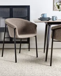 Set of 2 Dining Chairs AMES Boucle Taupe