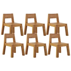 Set of 6 Garden Chairs LIVORNO Acacia Wood Light Wood