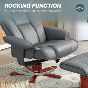 HOMCOM Reclining Armchair with Footstool and Adjustable Backrest, Grey