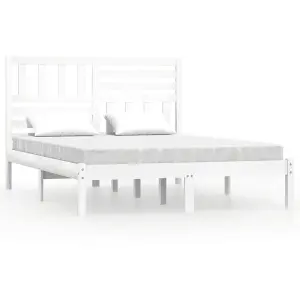 Berkfield Bed Frame White Solid Wood Pine 160x200 cm King Size