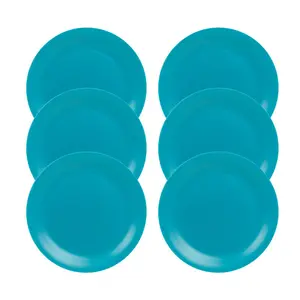 Teal  6 Pcs Unbreakable Reusable Coloured Plastic Dinner Plates Kids Party Tableware Teal