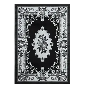 Abaseen 80x320 cm Black Gewels Traditional Rug Classic Oriental Rug 10mm Soft Pile Washable Area Rugs for Home and Office