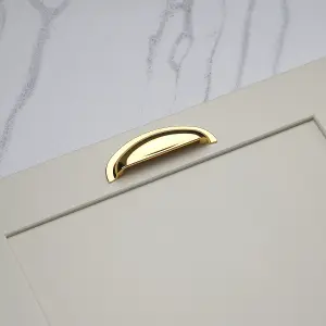 Bright Brass Cup Cabinet Handle 96mm Centres