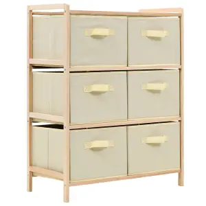 Berkfield Storage Rack with 6 Fabric Baskets Cedar Wood Beige