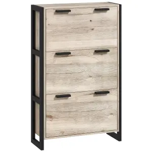 HOMCOM Entryway Shoe Cabinet with 3 Flip Drawers Adjustable Shelves Wood Handles