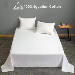 100% Egyptian Cotton Flat Sheets White Bed Sheet Single Double King S.King Size Hotel Quality Flat Bed Sheets