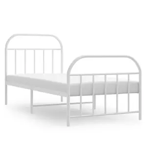 Berkfield Metal Bed Frame with Headboard and Footboard White 90x190 cm