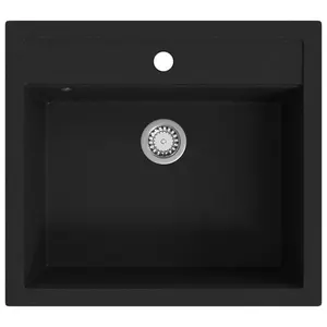 Berkfield Granite Kitchen Sink Single Basin Black