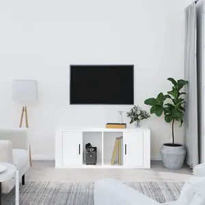 Berkfield TV Cabinet White 100x35x40 cm Engineered Wood