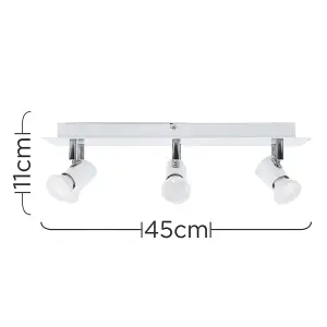 ValueLights Consul Modern Rectangular White and Chrome 6 Way Adjustable GU10 Ceiling Spotlight