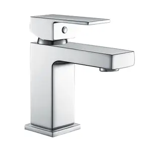 Nes Home Cube Square Single Lever Bathroom Basin Mono Mixer Chrome Tap With Free Waste