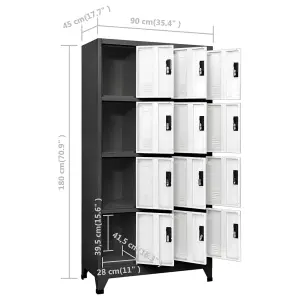 Berkfield Locker Cabinet Anthracite and White 90x45x180 cm Steel