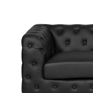 3 Seater Faux Leather Sofa Black VISSLAND